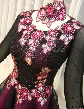 社交ダンス　黒ピンクスタンダードドレス(中古) 社交ダンスドレス】⭐️【商品番号AIー 241013】スタンダード